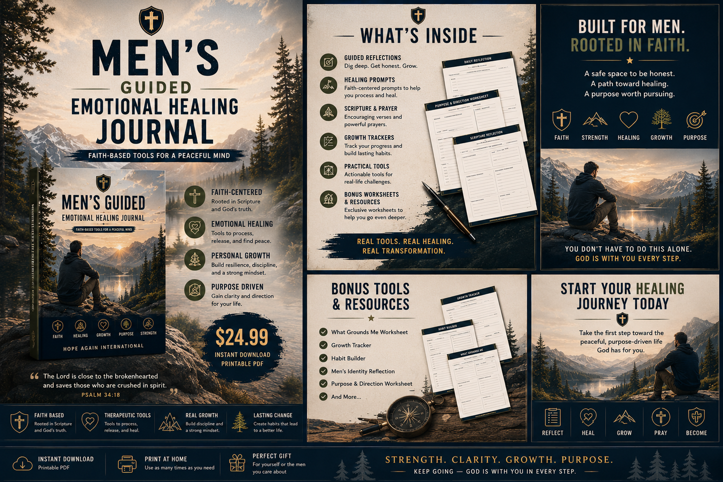 Men's Guided Emotional Healing Journal