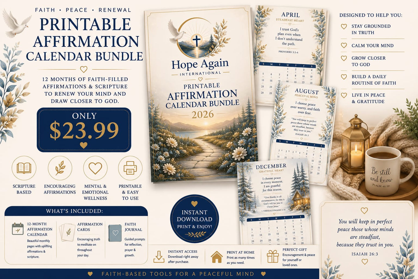 Printable Affirmation Calander Bundle